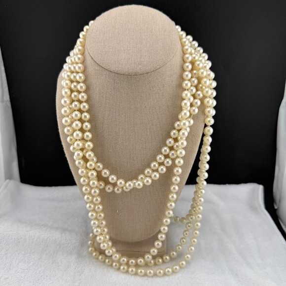 Estate Jewelry - Vintage Flapper Imitation Pearl Necklace Extremely Long 108"
